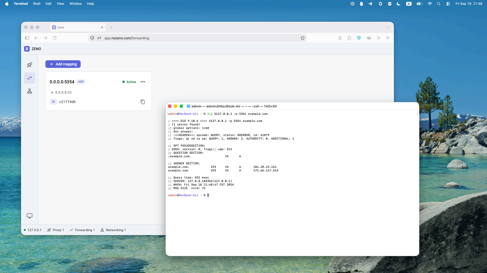 Port forwarding — Zeno dashboard